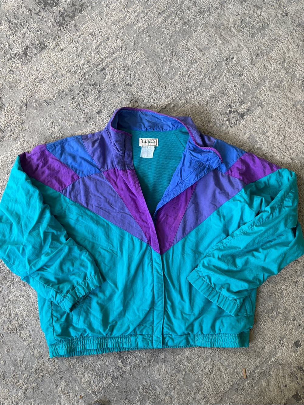 L.L. Bean VTG Teal, Purple & Blue Womens Windbreaker Jacket no tag WEARS LIKE M